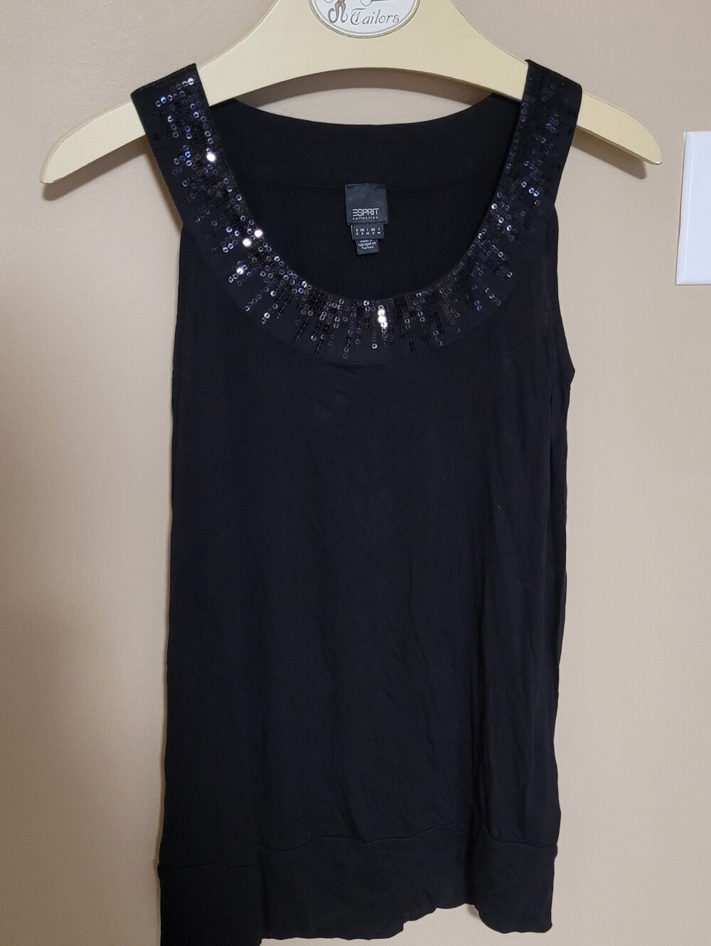 💛2 for $20💛 Bundle and save Esprit Black Sequin-Trim Tank Top